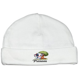 bonnet-naissance-personnalisé-vache-arbre-prénom